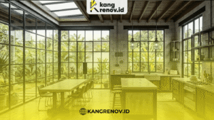 Dapur Letter L Open Space dengan Area Taman