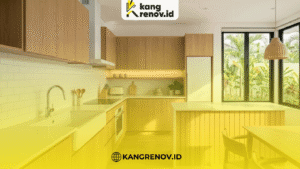 Dapur Letter L dengan Sentuhan Kayu Japandi