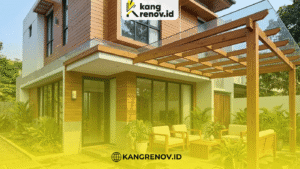 Kanopi Transparan dengan Kombinasi Kayu
